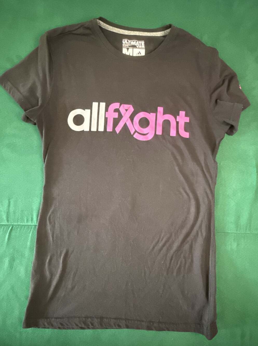 Adidas Ultimate Tee Breast Cancer Awareness All Fight Black T-Shirt Medium